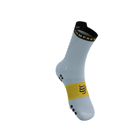 COMPRESSPORT Skarpetki do biegania trailowe PRORACING SOCKS V4 TRAIL grey dawn/ceylon yellow