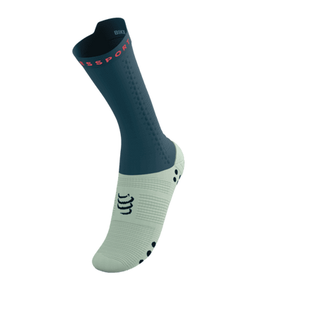 COMPRESSPORT Skarpetki rowerowe PRORACING SOCKS V4 BIKE stargazer/aqua/fluo red