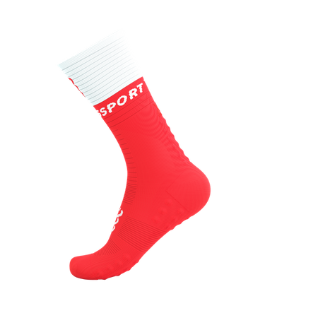 COMPRESSPORT Skarpetki kompresyjne do biegania MID COMPRESSION SOCKS V2.0 fluo red/white