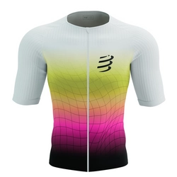 COMPRESSPORT Triathlonowa koszulka kompresyjna TRI POSTURAL AERO SS TOP safe yellow/neo pink