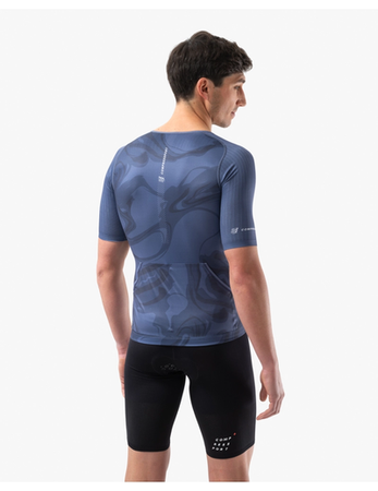 COMPRESSPORT Triathlonowa koszulka kompresyjna TRI POSTURAL AERO SS TOP indigo print