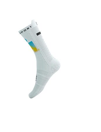COMPRESSPORT Skarpetki rowerowe PRORACING SOCKS V4 BIKE IRONMAN 2025 white/sunrise
