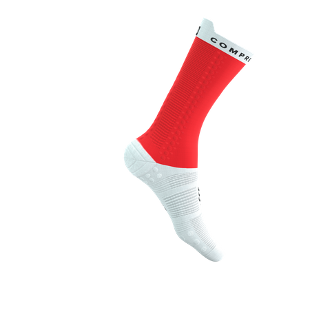 COMPRESSPORT Skarpetki rowerowe PRORACING SOCKS V4 BIKE fluo red/white