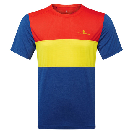 RONHILL Koszulka biegowa męska TECH TRIO S/S TEE dark cobalt marl/solar