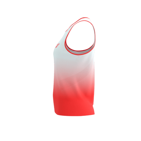 COMPRESSPORT Koszulka biegowa damska PERFORMANCE SINGLET fluo red/white