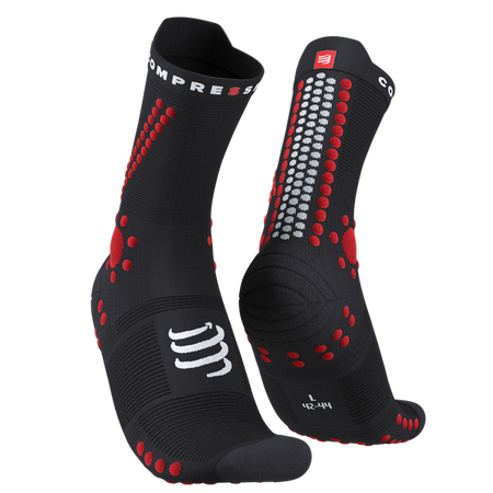 COMPRESSPORT Skarpetki do biegania trailowe PRORACING SOCKS V4 TRAIL black/red