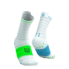 COMPRESSPORT Skarpetki do biegania PRORACING SOCKS V4 ULTRALIGHT RUN HIGH white/norse blue/neon green
