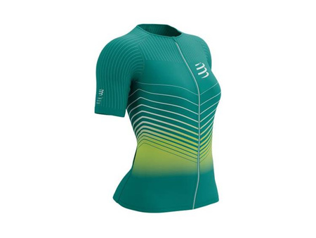 COMPRESSPORT Triathlonowa koszulka kompresyjna damska TRI POSTURAL SS TOP columbia/primerosa