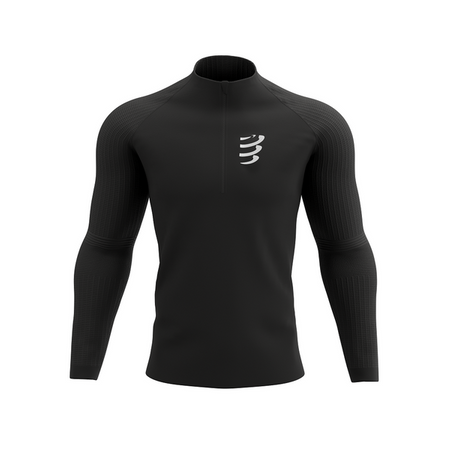 COMPRESSPORT Bluza biegowa męska HURRICANE WINDPROOF SEAMLESS HZ TOP black