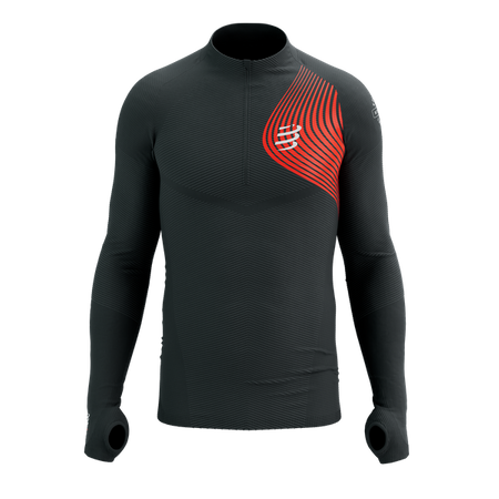 COMPRESSPORT Bluza do biegania męska WINTER TRAIL POSTURAL LS TOP black/red