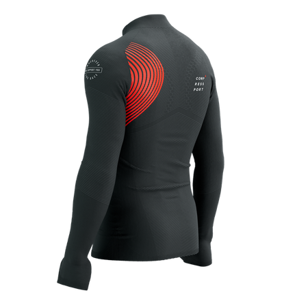 COMPRESSPORT Bluza do biegania męska WINTER TRAIL POSTURAL LS TOP black/red