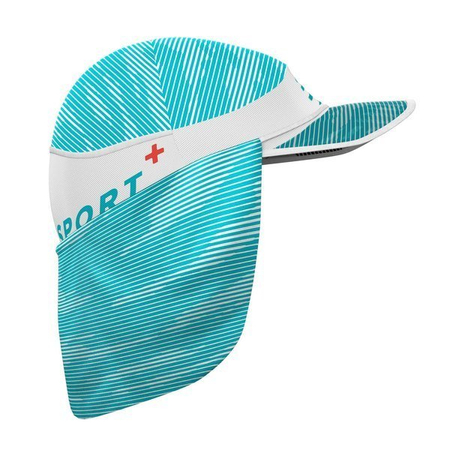 COMPRESSPORT Czapka biegowa z daszkiem ICE CAP SUN SHADE biało-błękitna