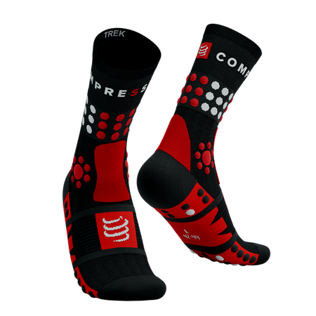 COMPRESSPORT Kompresyjne skarpetki trekkingowe TREKKING SOCKS black/core red/white