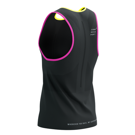 COMPRESSPORT Koszulka biegowa PRO RACING SINGLET black/safe yellow/neo pink