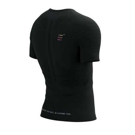 COMPRESSPORT Koszulka biegowa RACING SS T-SHIRT black/safe yellow