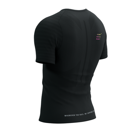 COMPRESSPORT Koszulka biegowa RACING SS T-SHIRT black/safe yellow