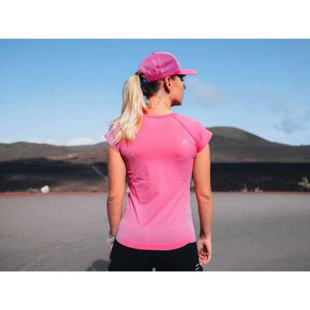 COMPRESSPORT Koszulka biegowa damska PERFORMANCE SS T-SHIRT hot pink/aqua