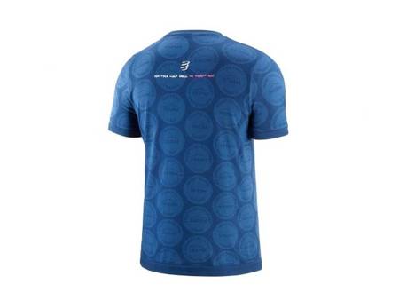 COMPRESSPORT Koszulka biegowa męska TRAINING TSHIRT SS BADGES - MONT BLANC 2020 niebieska