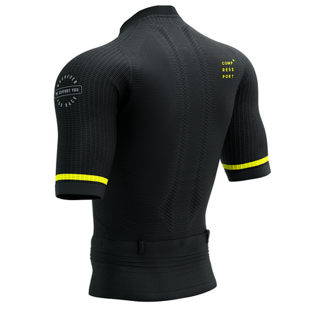 COMPRESSPORT Koszulka kompresyjna do biegania TRAIL POSTURAL SS TOP black/safe yellow