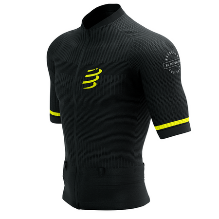 COMPRESSPORT Koszulka kompresyjna do biegania TRAIL POSTURAL SS TOP black/safe yellow