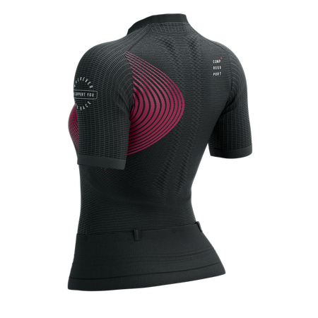 COMPRESSPORT Koszulka kompresyjna do biegania damska TRAIL POSTURAL SS TOP black persian red