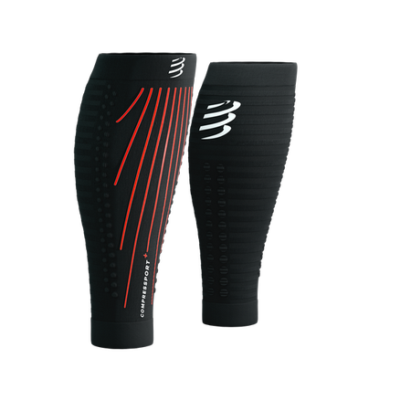 COMPRESSPORT Opaski kompresyjne na łydki R2 AERO black/red