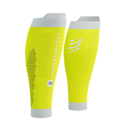 COMPRESSPORT Opaski kompresyjne na łydki R2V3 safe yellow/white