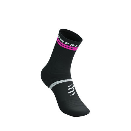 COMPRESSPORT Skarpetki do biegania PRO MARATHON SOCKS V2.0 black/safe yellow/neo pink