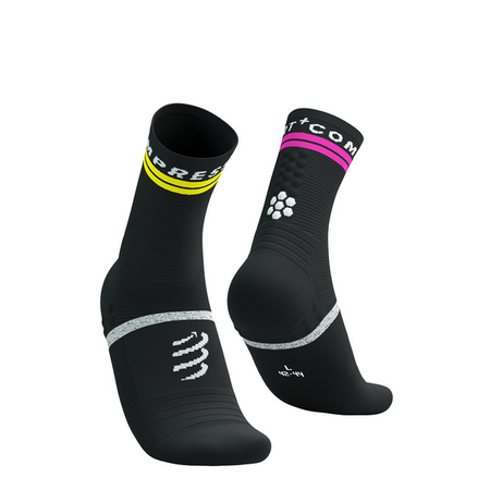 COMPRESSPORT Skarpetki do biegania PRO MARATHON SOCKS V2.0 black/safe yellow/neo pink