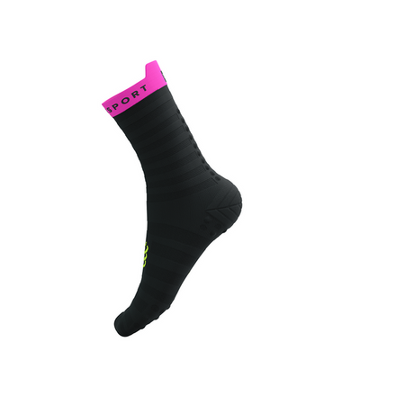 COMPRESSPORT Skarpetki do biegania PRORACING SOCKS V4 ULTRALIGHT RUN HIGH black/safe yellow/neo pink