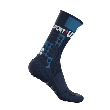 COMPRESSPORT Skarpetki do biegania długie ProRacing Socks v3.0 ULTRA TRAIL UTMB 2021 niebieskie