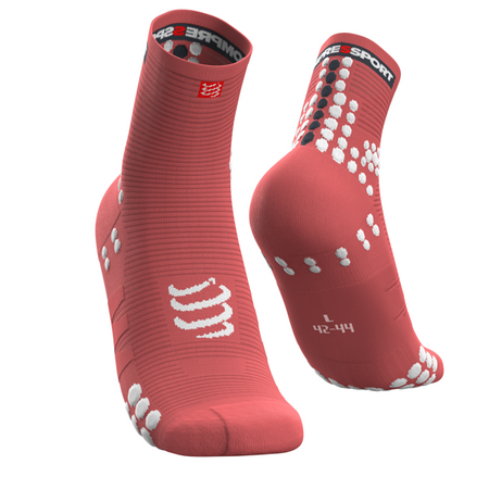 COMPRESSPORT Skarpetki do biegania długie ProRacing Socks v3.0 koralowe