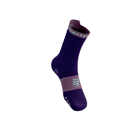 COMPRESSPORT Skarpetki do biegania trailowe PRORACING SOCKS V4 TRAIL purple/grape