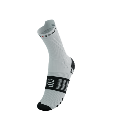 COMPRESSPORT Skarpetki do biegania trailowe PRORACING SOCKS V4 TRAIL white/black