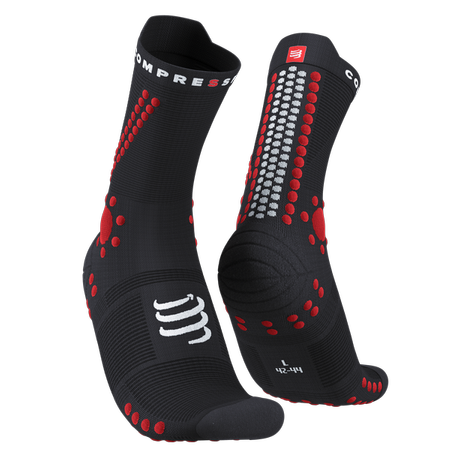 COMPRESSPORT Skarpetki do biegania trailowe ProRacing Socks V4 Trail czarno-czerwone