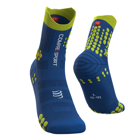 COMPRESSPORT Skarpetki do biegania trailowe ProRacing Socks v3.0 niebiesko-żółte