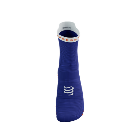 COMPRESSPORT Skarpetki do biegania wysokie PRORACING SOCKS V4 RUN HIGH dazz blue/white