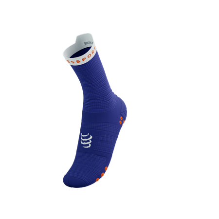 COMPRESSPORT Skarpetki do biegania wysokie PRORACING SOCKS V4 RUN HIGH dazz blue/white