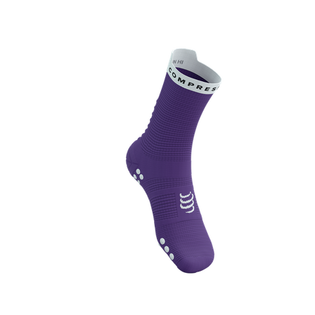 COMPRESSPORT Skarpetki do biegania wysokie PRORACING SOCKS V4 RUN HIGH lilac/white