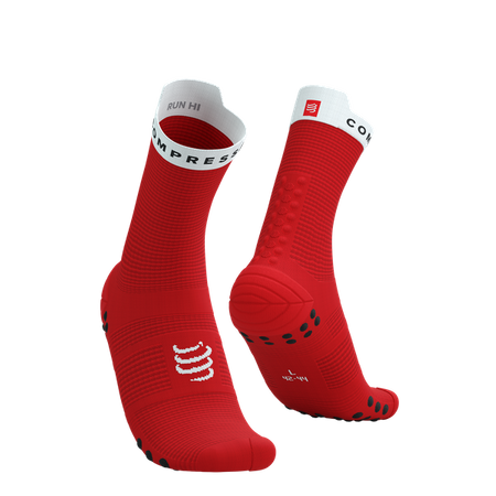 COMPRESSPORT Skarpetki do biegania wysokie PRORACING SOCKS V4 RUN HIGH red/white