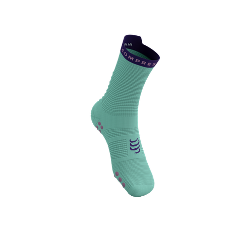 COMPRESSPORT Skarpetki do biegania wysokie PRORACING SOCKS V4 RUN HIGH shell blue/purple