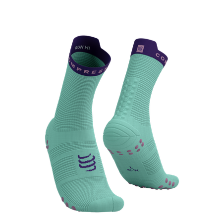 COMPRESSPORT Skarpetki do biegania wysokie PRORACING SOCKS V4 RUN HIGH shell blue/purple