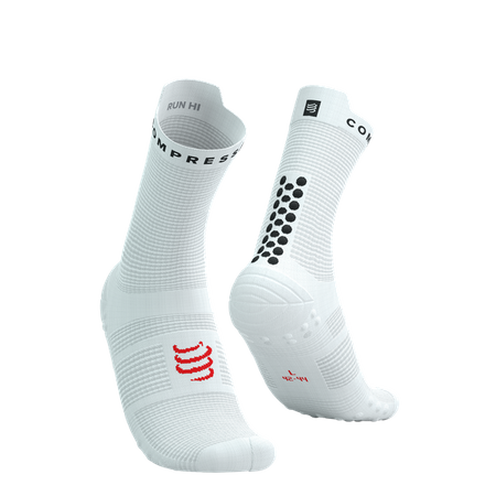 COMPRESSPORT Skarpetki do biegania wysokie PRORACING SOCKS V4 RUN HIGH white/black