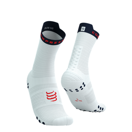 COMPRESSPORT Skarpetki do biegania wysokie PRORACING SOCKS V4 RUN HIGH white/blues