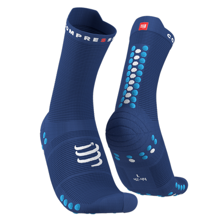 COMPRESSPORT Skarpetki do biegania wysokie ProRacing Socks V4 niebieskie
