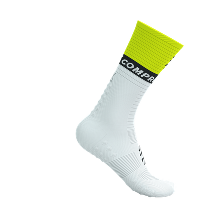 COMPRESSPORT Skarpetki kompresyjne do biegania MID COMPRESSION SOCKS V2.0 white/safe yellow/neo pink