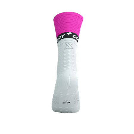 COMPRESSPORT Skarpetki kompresyjne do biegania MID COMPRESSION SOCKS V2.0 white/safe yellow/neo pink