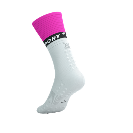 COMPRESSPORT Skarpetki kompresyjne do biegania MID COMPRESSION SOCKS V2.0 white/safe yellow/neo pink