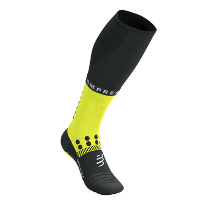 COMPRESSPORT Skarpety kompresyjne FULL SOCKS WINTER RUN black/safe yellow