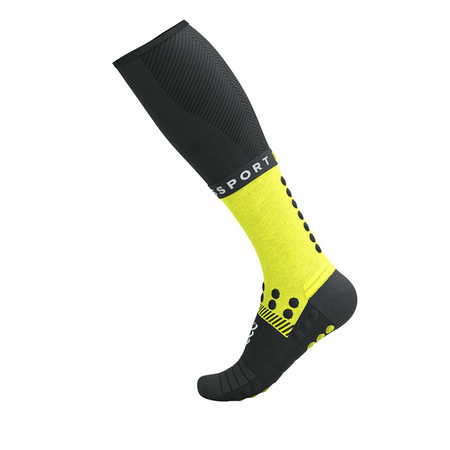 COMPRESSPORT Skarpety kompresyjne FULL SOCKS WINTER RUN black/safe yellow